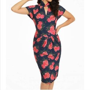 Lindy Bop Emma Camellias 40'S Pencil Dress